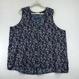 Studio B by Bobeau Women’s Blouse Top Plus Size 3X Blue Sleeveless Polyester